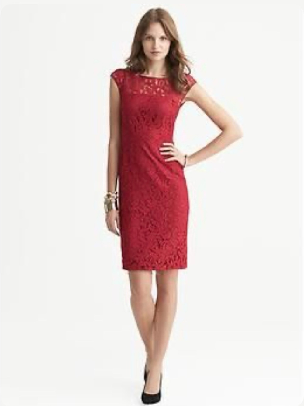 Banana Republic Red Lace Sheath Dress in Sz 8